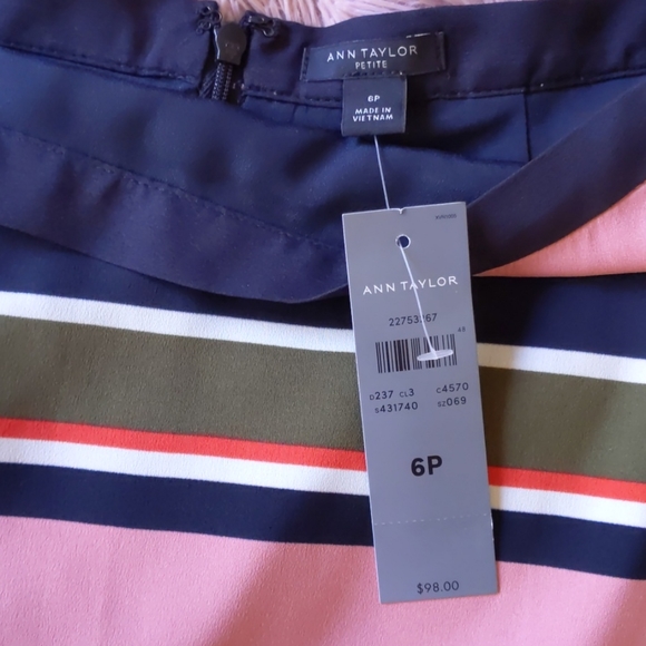 NWT Ann Taylor Fluted Hem Striped Skirt 6P Multico - Picture 5 of 11